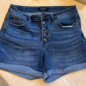 Judy Blue button fly shorts with cuffed legs - size 31.  Measurements in photos